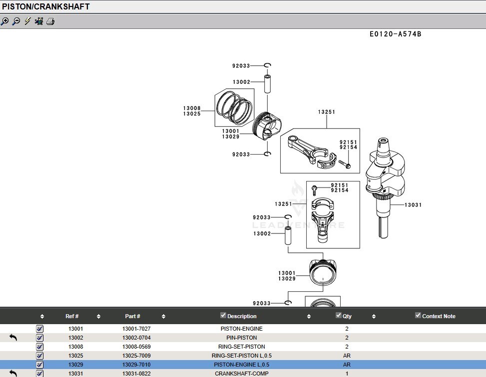 Kawasaki 13029-7010 Piston OS 0.5 FR651V FR691V FR730V FS651V