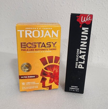 Trojan Ecstasy Condoms and Platinum Pure Silicone Lubricant