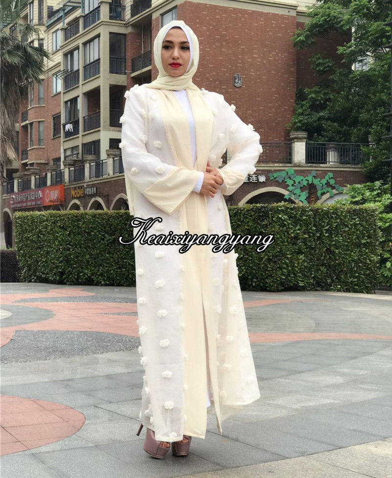 Dubai Style Women Open Front Kaftan Abaya Muslim Cardigan Robe Maxi Dress