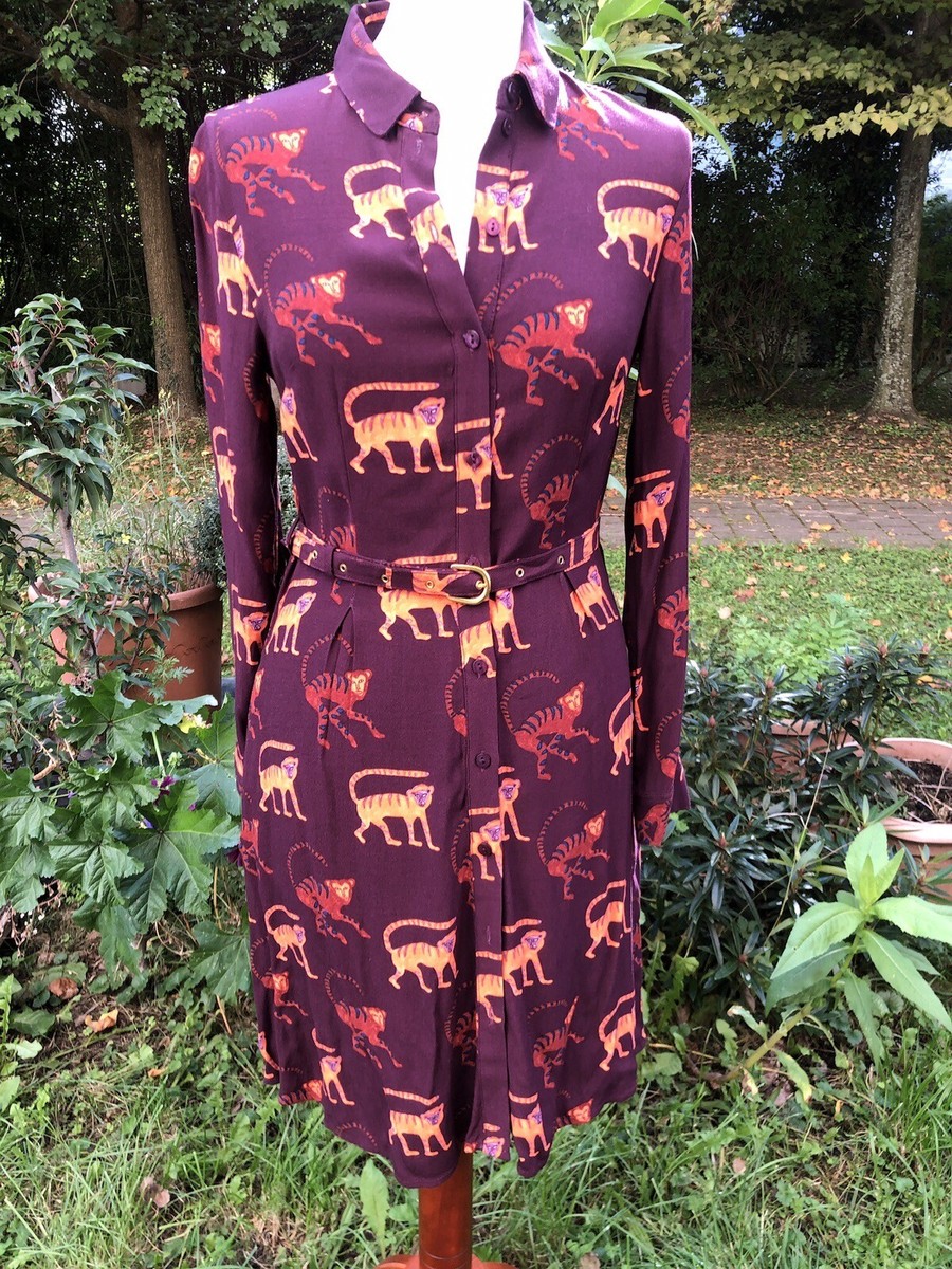 FABIENNE CHAPOT KLEID DRESS MONKEY PRINT BORDEAUX HERBST ÄFFCHEN