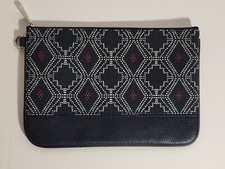 Jewell By Thirty One Dark Blue Geometric Bag Pouch Clutch, New Without Tags