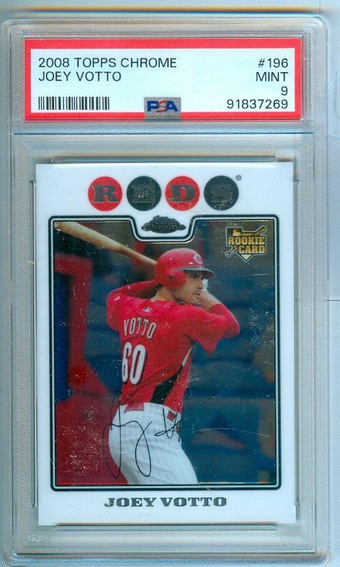 2008 Topps Chrome JOEY VOTTO Rookie Card #196 Reds PSA 9