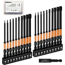 Impact 4’’ Long Hex Head Allen Wrench Drill Bit Set 20PCS(Metric & SAE), 1/4’’