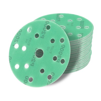 10 Stück Exzenter-Schleifscheiben 150 Mm – Körnung P1200, Grün, Wasserfest | Mit Klettrücken Für Multischleifer