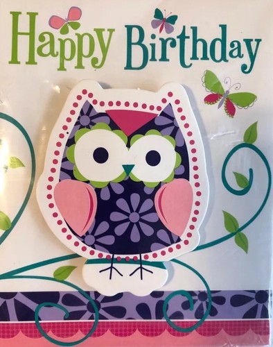 Owl Pal Birthday Invitations Party Purple Pink Lime Green Cute Whimsical - Picture 2 of 12