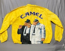 1992 Joe Camel Promo HiViz Yellow Zip Up Jacket Tyvek Windbreaker New XL Vintage