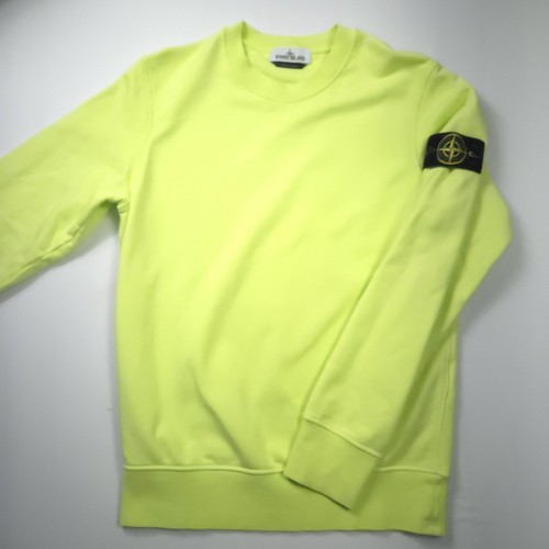 Stone Island Neon Yellow Crewneck Pullover Sweatshirt Jumper Medium Patch Badge - Picture 2 of 10