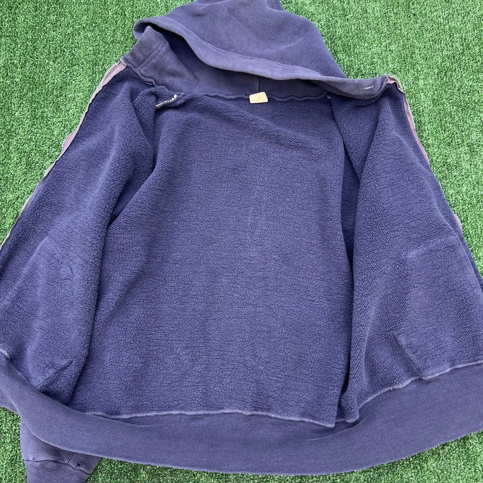 Sudadera con Capucha Vintage Sears XL Azul Marino Desteñida 22x24" Cremallera Rápida Cuadrada EE. UU. AÑOS 50 60 Foto 2 de 4