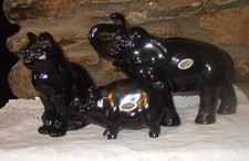 SYLVAC BLACK CAT ELAPHANT PIG MONEY BOX 3 ANIMALS