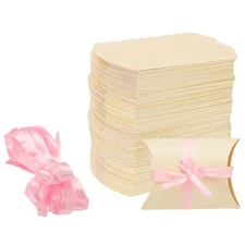 100Pcs Pillow Boxes 3.5 x 2.8 x 1 Inch Gift Boxes Light Yellow
