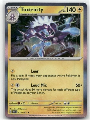 Toxtricity 072/197 Reverse Holo SV03: Obsidian Flames Pokemon TCG