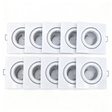 10 x White Square Recessed Downlight Housing Adjustable Frame for MR16 GU10 Bulb