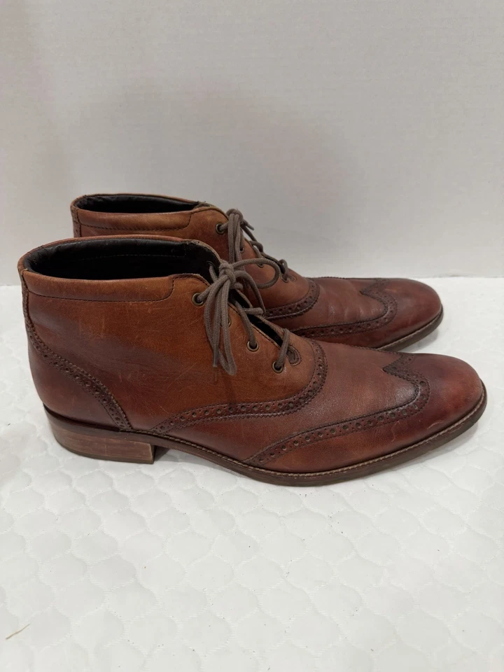 Cole Haan Chukka II Wingtip Leather Ankle Boots Brown  Mens 13 - Image 2 of 4
