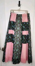 Chessa Davis Large Vtg 70s Maxi Skirt Floral Check Prairie Cottagecore Bandana