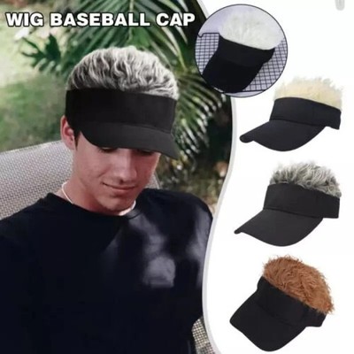 Golf Baseball Cap mit Kunsthaar Kappe Sonnenblende Toupet Hüte Herren Stachel Perücke Fun