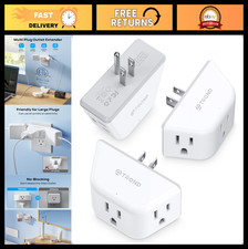 3-Pack Multi Plug Wall Outlet Extender, 3-Prong Grounded Splitter, Angled Adapte