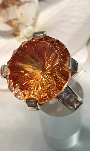XXL Statement Ring 925 Silber mit riesengroßem Quarz /facettiert RG 57/18,1 mm