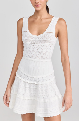 LOVESHACKFANCY White Ronelle Pointelle Knit Scoop Neck Mini Dress S $395 |  eBay