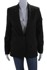 Elizabeth and James Womens Notch Collared Button Up Blazer Jacket Black Size 8