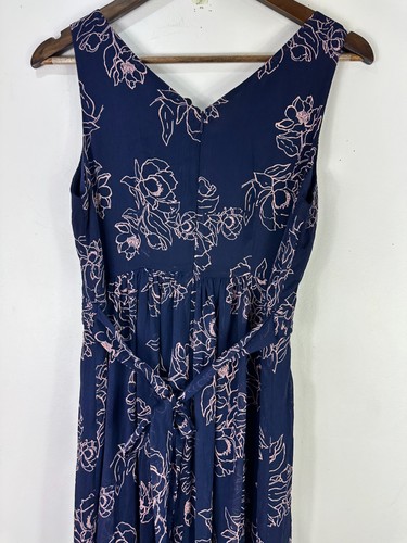 Motherhood Maternity Maxi Dress S Navy Floral Empire Waist Boho Baby Shower - Picture 8 of 8