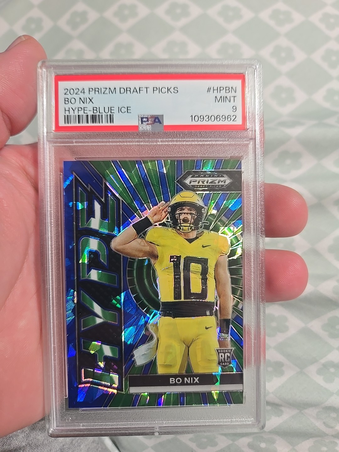 2024 Panini Prizm Draft Picks - Hype Bo Nix #HP-BN Blue Ice Prizm /99 (RC)