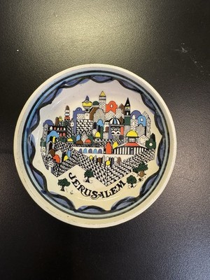 Hebron Holy Land Handmade Ceramic Hanging Wall Painted Plate Old Jerusalem City