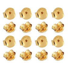 16PCS/8Pair 18K Gold Plated Earring Backs for Studs, 925 Sterling Silver Earr...