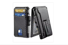 Men's Slim PopUp Bifold Carbon Fiber Wallet, RFID Blocking, Men Gift, Money Clip