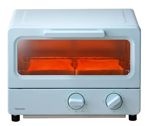 TOSHIBA Toaster Backofen 2 Scheiben Temperaturregelung Tablett 15 Minuten Timer Mintgrün