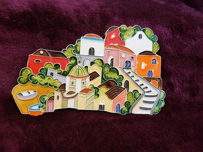 Schöne handbemalte glasierte Keramik Wandbehang Plakette/Fliese