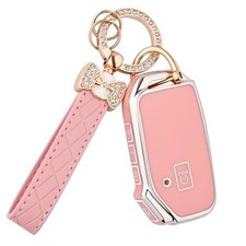 for Kia Key Fob Cover - 5 Button TPU Car Key Case Shell Protector with Pink