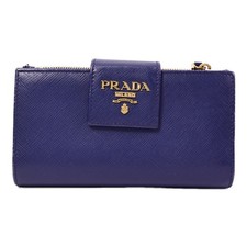 Cartera Larga PRADA GHW 1ML005 Cuero Saffiano Azul