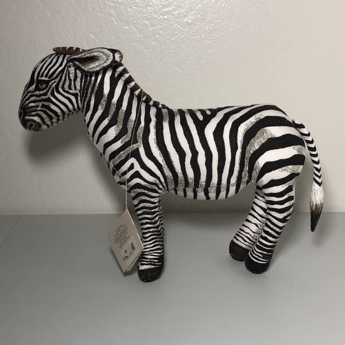 Stuffed Zebra Animal Figurine Vintage 1990 Cotton Cloth Determined Productions - Picture 3 of 12