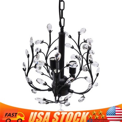 Vintage 3 Light Small Crystal Chandelier Fixture Pendant Hanging Lamp Kitchen