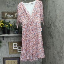 tommy Hilfiger Sleeve Surplice Midi Dress Ivory Off White / Grenadine Red 10