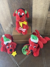Lot of 3 Vintage Scholastic Clifford the Big Red Dog Christmas Plush Beanbags
