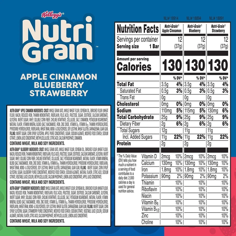 Paquete de Variedad de Barras Nutri-Grain 1.3 OZ, 36 paquetes Fresa Arándano Manzana Canela Foto 2 de 4
