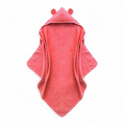Organic Cotton Toddler Towel Boys & Girls 0-5T, color Peach with bear ears