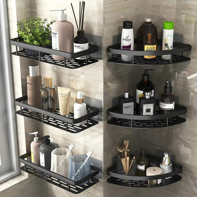No Drill Bathroom Shelf Aluminum Alloy Shower Storage Rack Shampoo Organizer