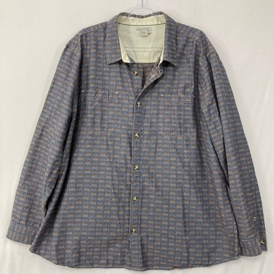 Carbon 2 Cobalt Button Down Shirt XXL  Geometric Print Dobby Cotton Long Sleeve