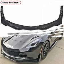 For Corvette C7 Stage3 14-19 Glossy Black Front Lip Splitterside Winglets