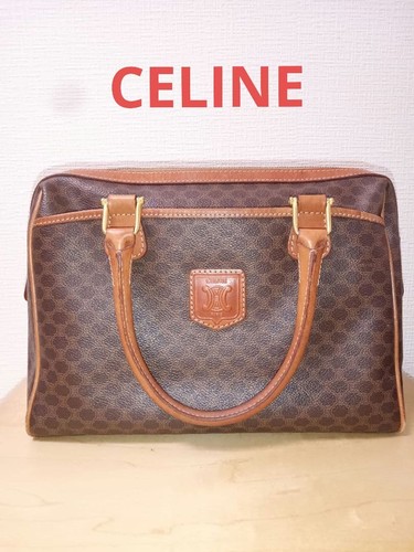 Celine Macadam Handbag Brown PVC Leather Vintage Used From Japan