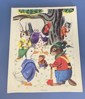 VTG Golden Press Playskool Animal Friends Cardboard Frame Tray Puzzle 80-44