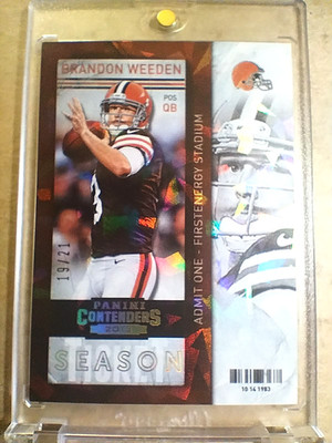 2013 Brandon Weeden Panini Contenders Season Ticket Cracked Ice /21 MINT    