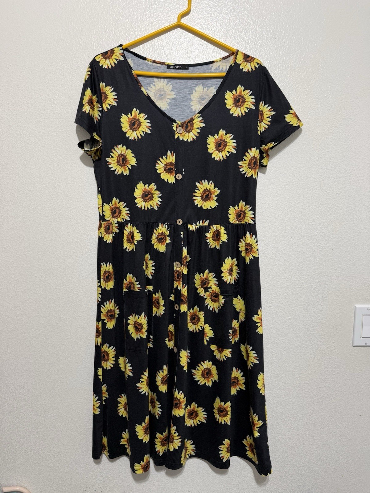 Ouges Women’s Summer Dress Black With Sunflowers … - image 1