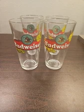 Vintage Budweiser Pit Beer Glasses with Eagle and Iconic Lizards Set of 4 16 Oz