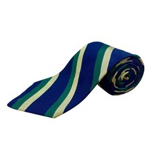 Vintage Brooks Brothers Blue Green Striped Silk Tie Classic Design