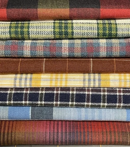 QUILT FABRIC COTTON HOMESPUN PLAIDS Country MIX 💜 8 Pieces 10" X 13" ea New/Vtg - product listing photo