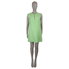 73753 auth VALENTINO Ice Mint green wool silk 2024 VLOGO CREPE MINI Dress 44 L