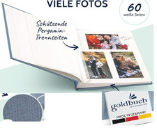 Goldbuch GreyBlue Photo Album with 60 White Pages, 25x25 cm, Linen Cover, BN